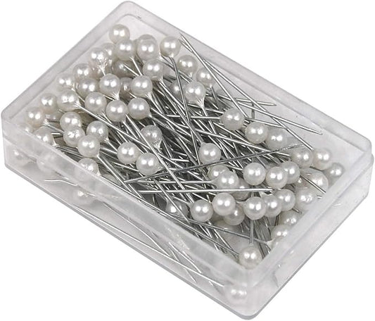100 x White Pearl Head Pins for Wedding Flowers Buttonholes