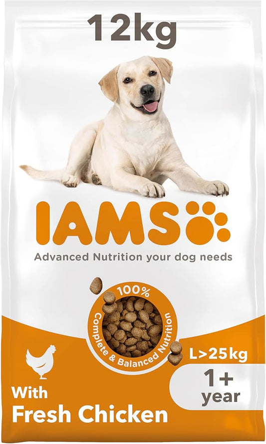 IAMS Adult Large Complete Dry Dog Food Chicken 12kg - With DentalCare System