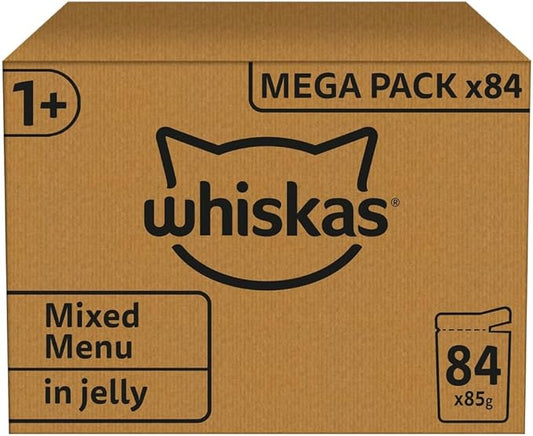 whiskas 1 plus Adult Wet Cat Food in Jelly (84 x 85 g) Pouches